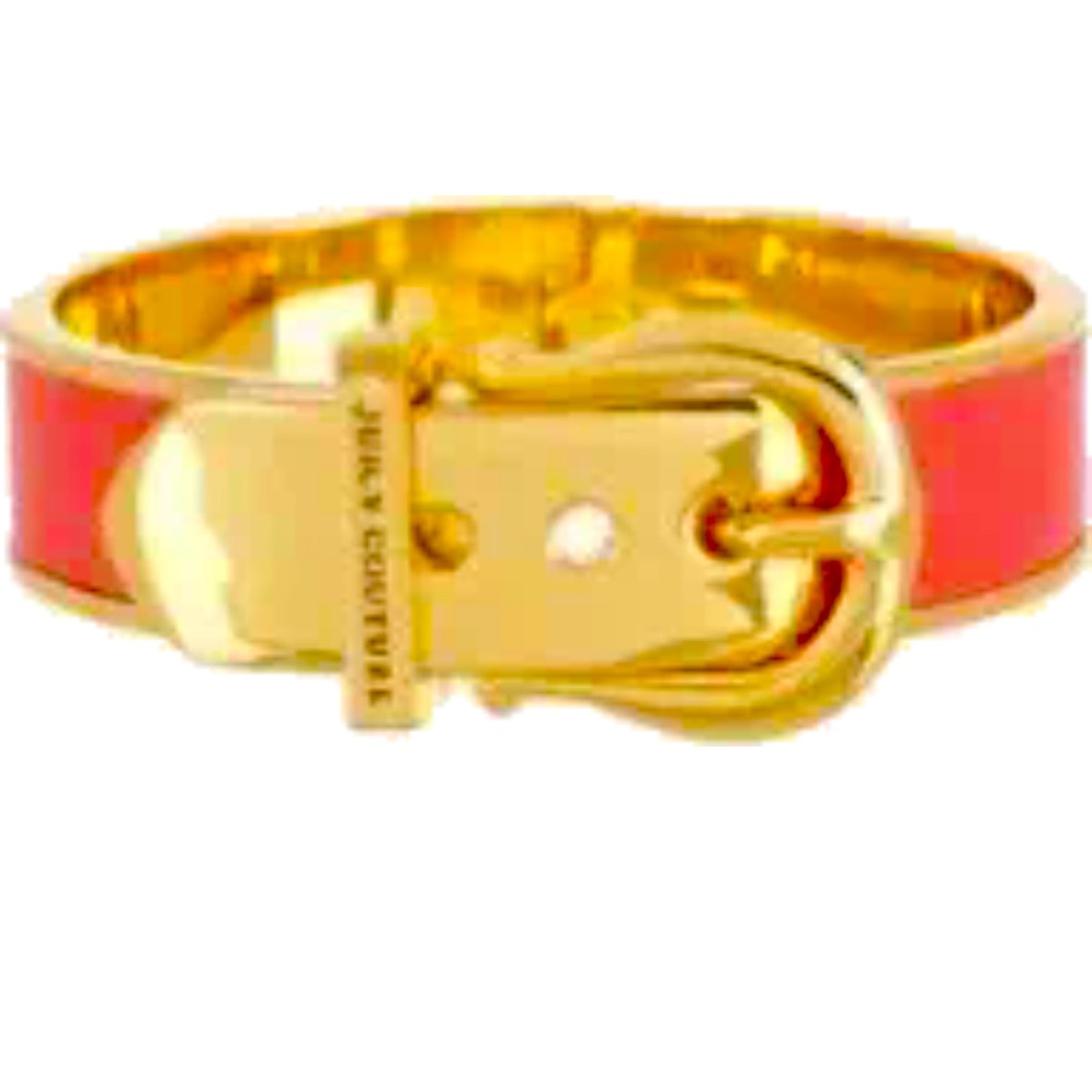 Juicy Couture Buckle Bangle Bracelet - Red and Goldtone